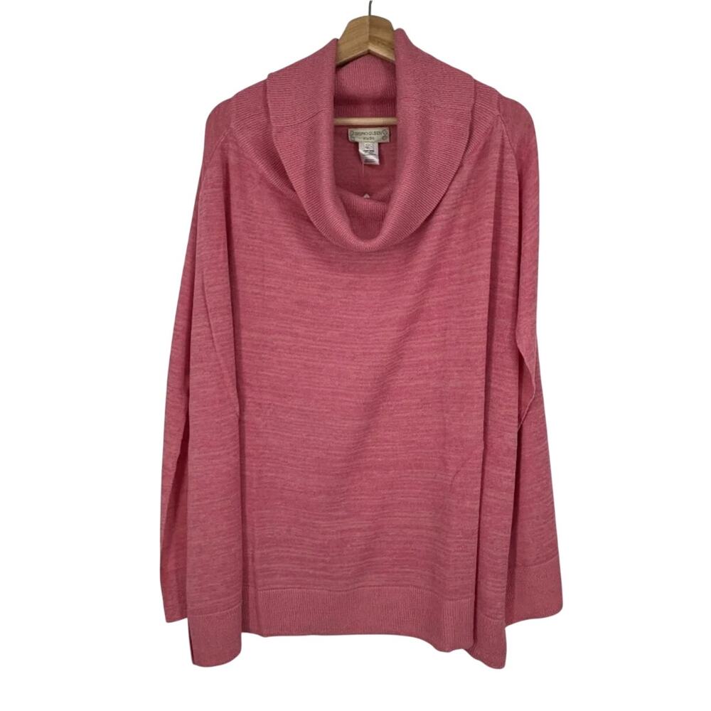 Sigrid Olsen Studio Missy One Size Poncho Sweater Pink Heather Cotton Linen Knit